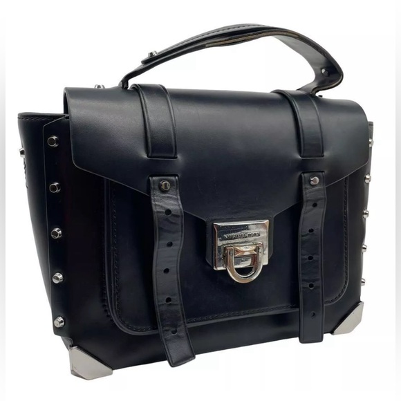 MICHAEL KORS Manhattan Medium Leather Satchel Black GUC - Picture 4 of 7